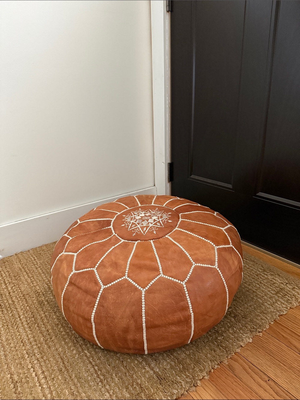 Leather ottoman pouf